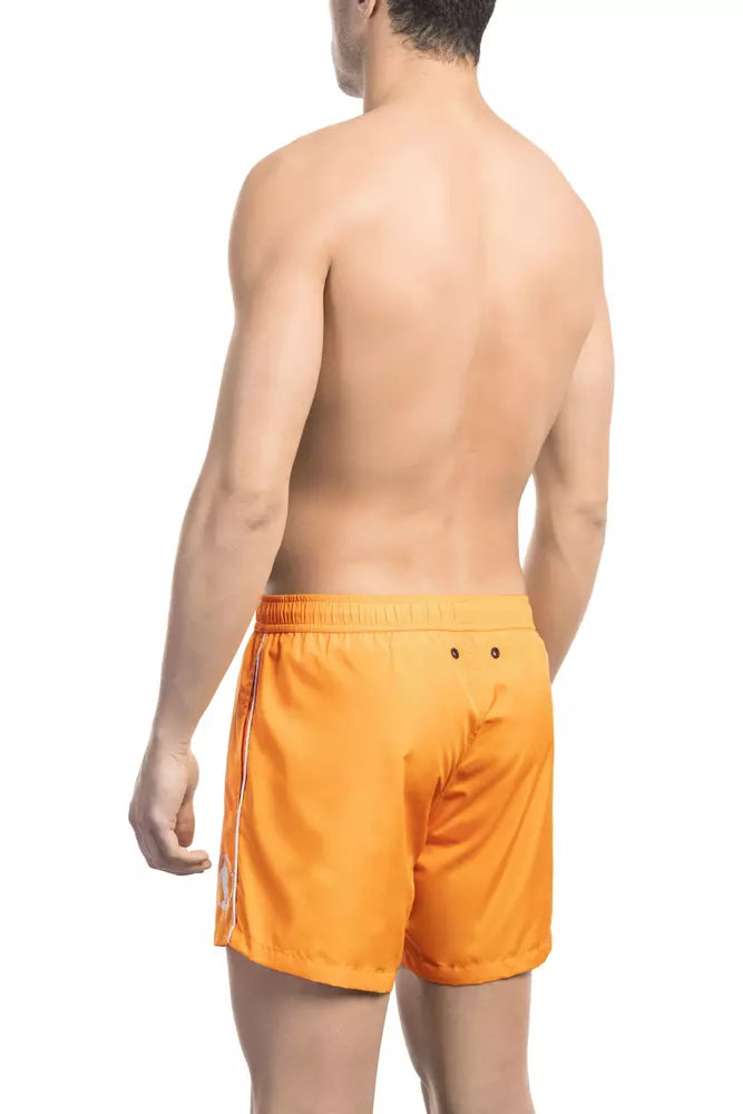 Black Polyester Men Swimsuit