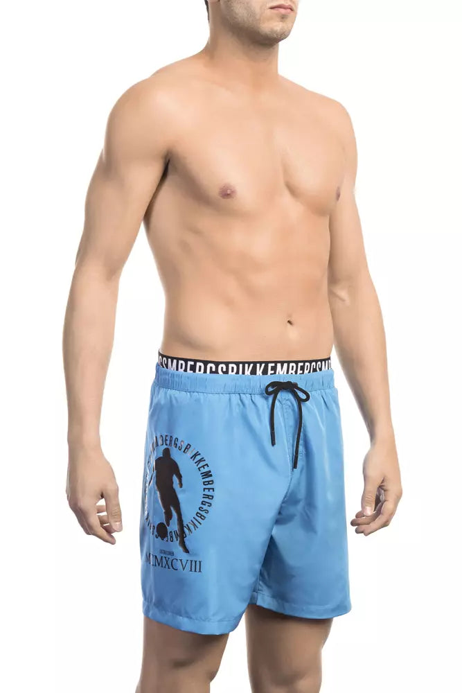Black Polyester Men Swimsuit