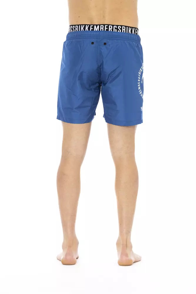 Black Polyester Men Swimsuit