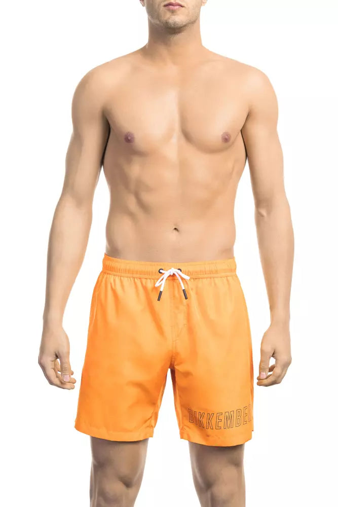 Black Polyester Men Swimsuit