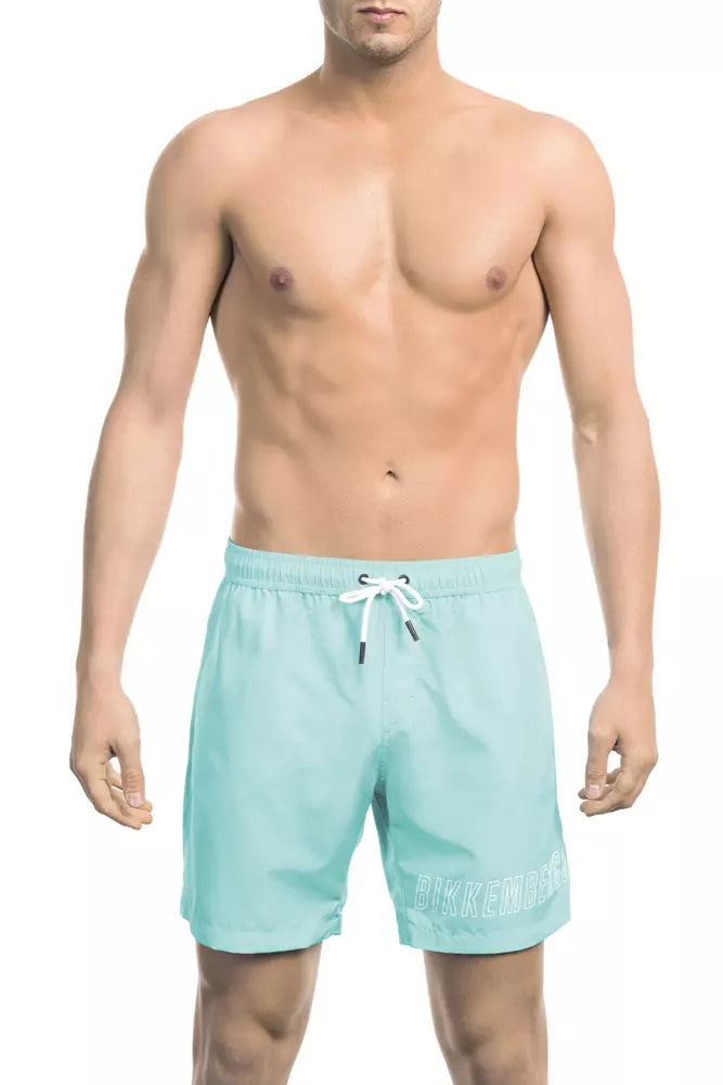 Black Polyester Men Swimwear Shorts