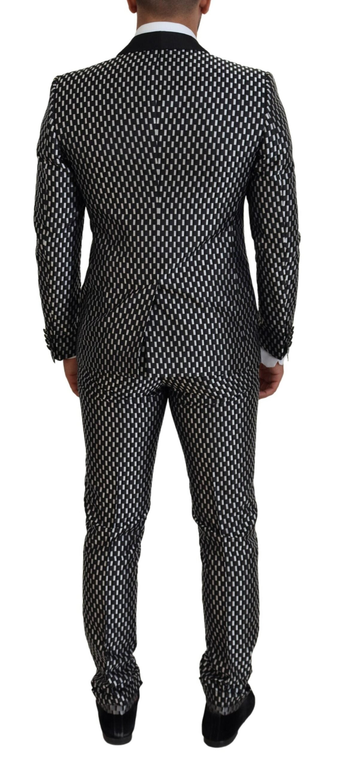 Dark Gray White Silk MARTINI Slim Fit Suit