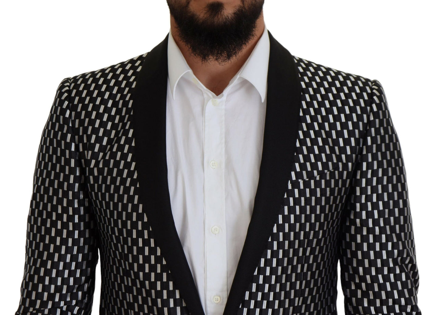 Dark Gray White Silk MARTINI Slim Fit Suit