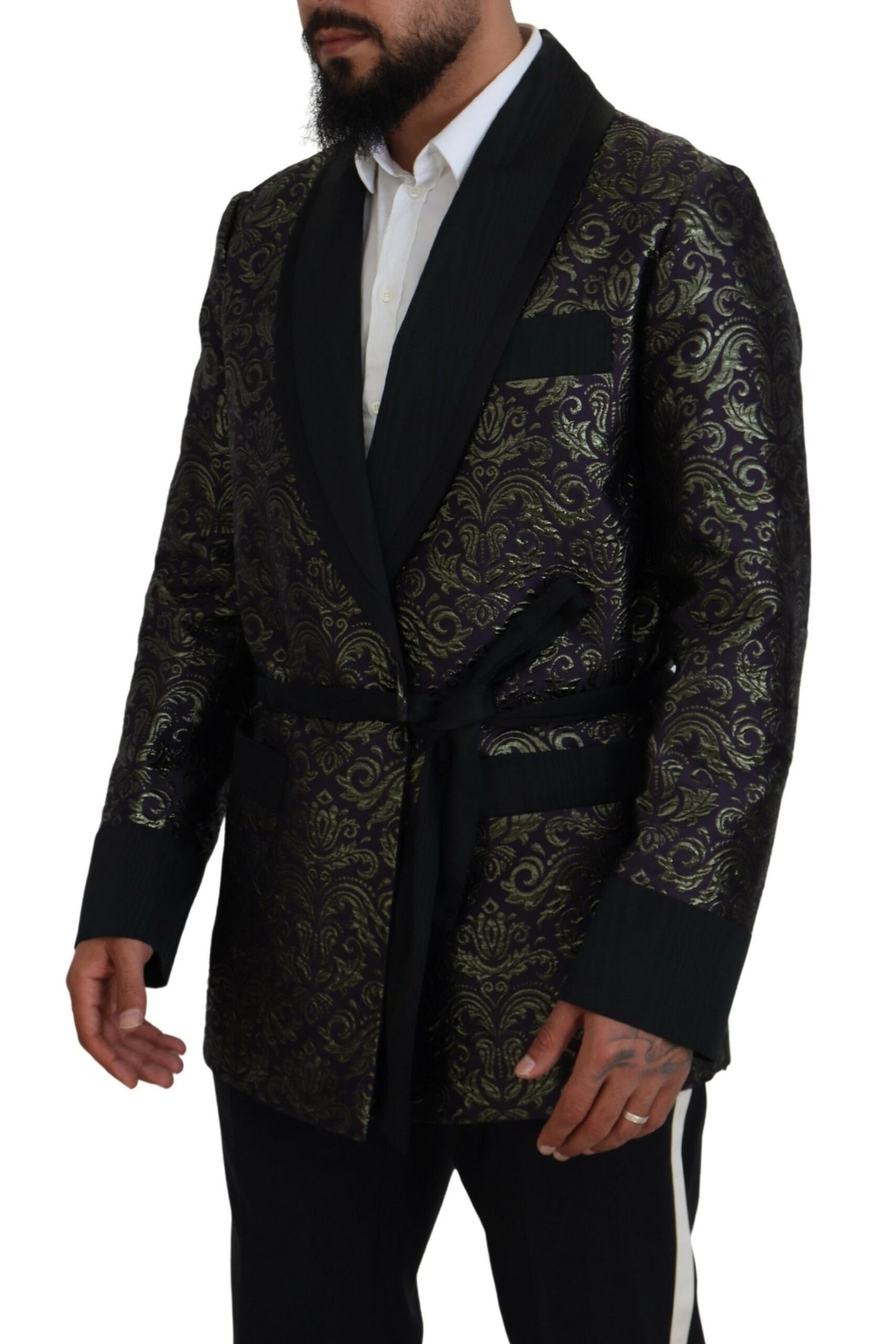 Dark Gray Purple Baroque Jacket Blazer Robe