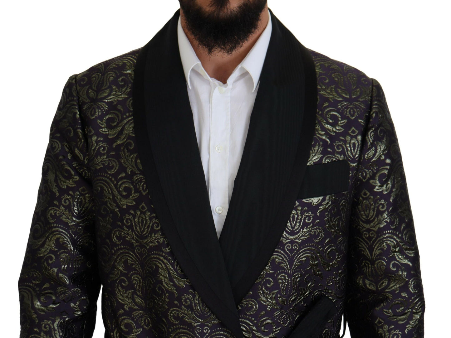 Dark Gray Purple Baroque Jacket Blazer Robe