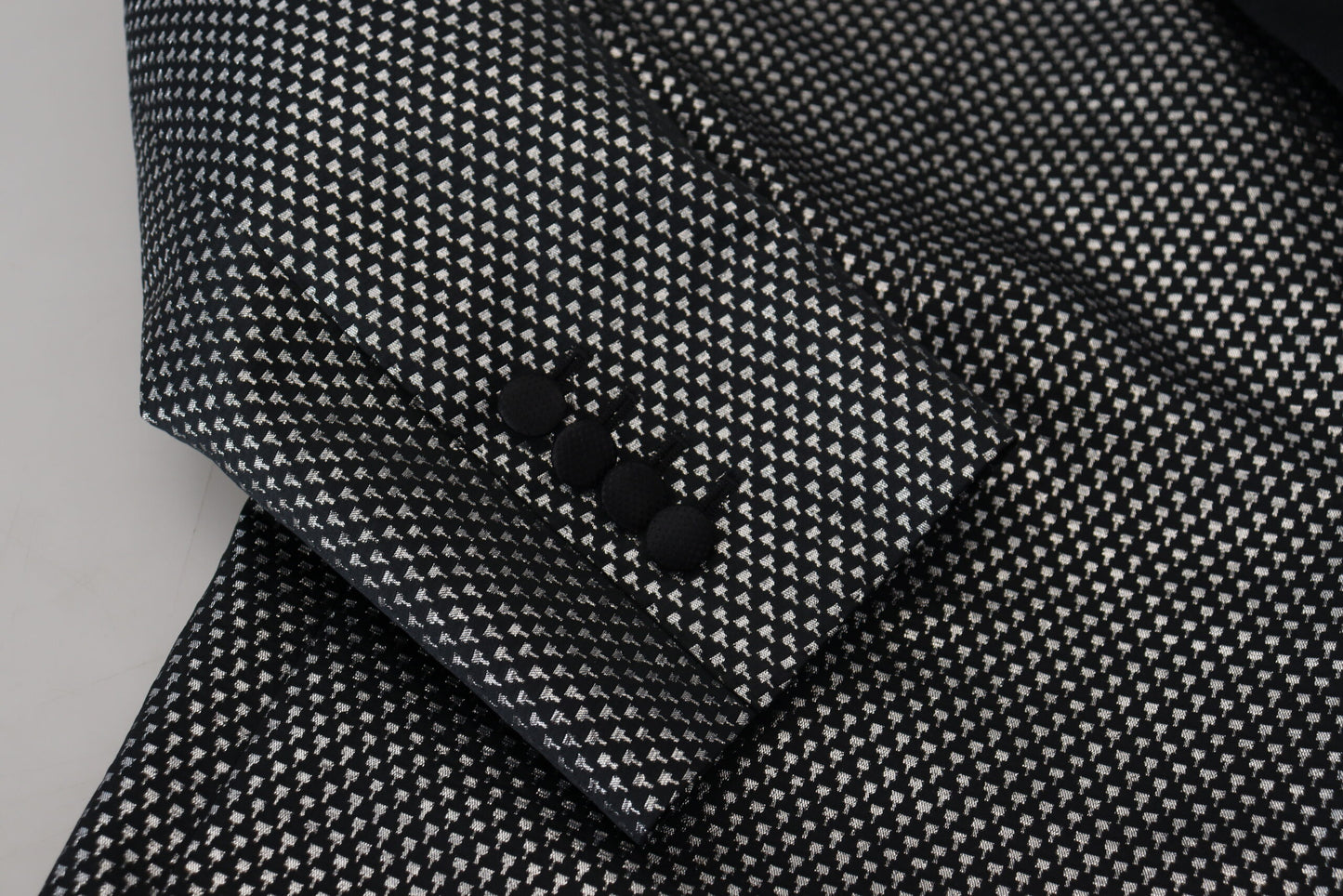 Dark Gray Silver Jacquard Slim Fit Jacket Blazer