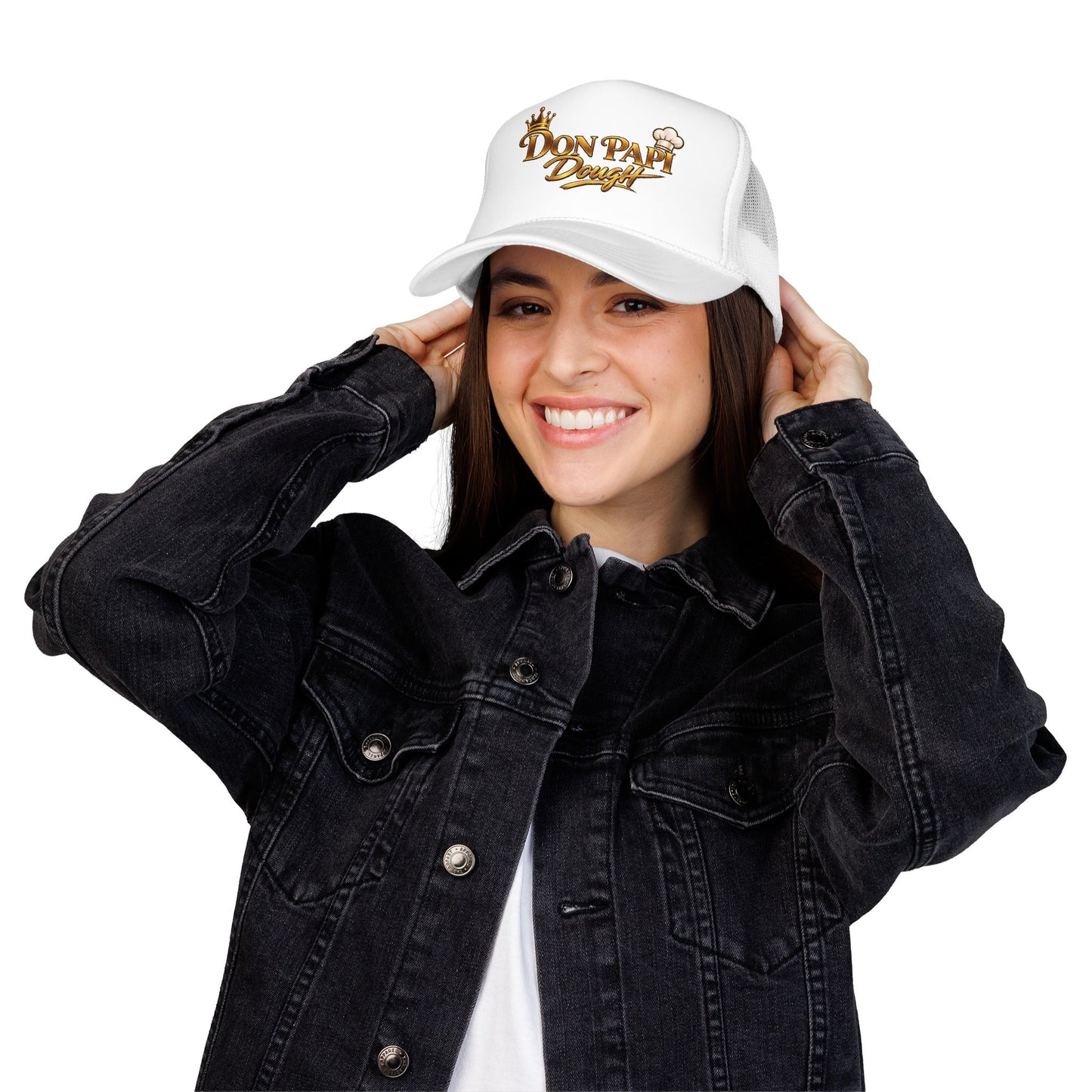 Don Papi Dough Trucker Hat - Gold Script Logo Foam Mesh Cap