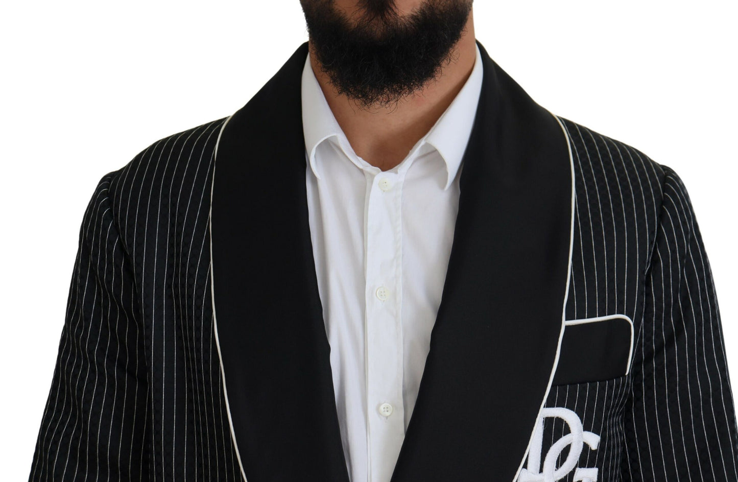 Dark Gray Robe Striped DG Patch Jacket Men Blazer