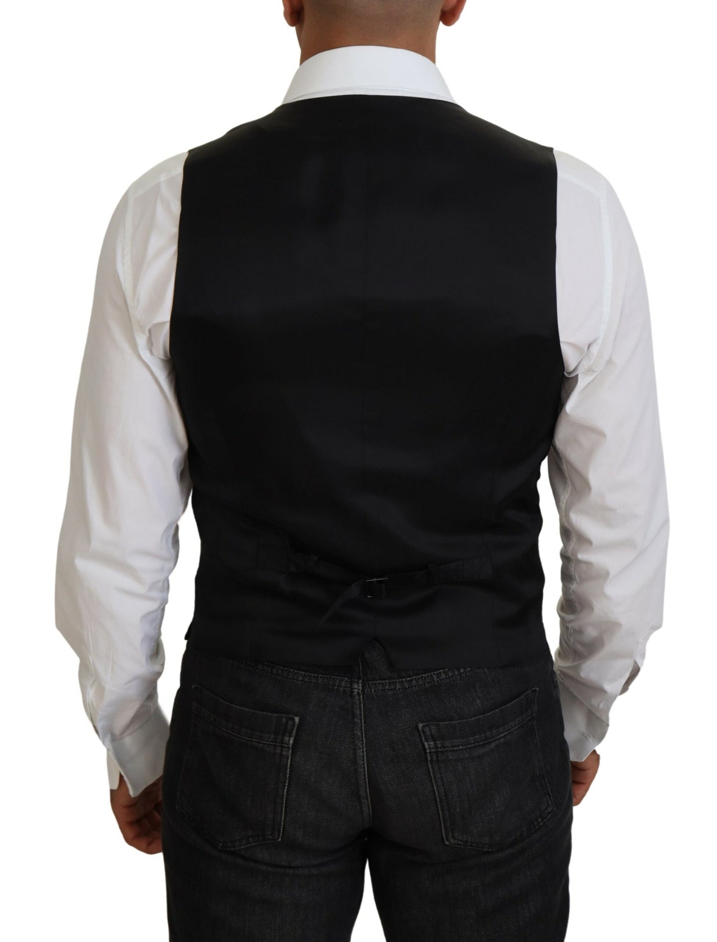 Dark Gray Virgin Wool Waistcoat Formal Vest
