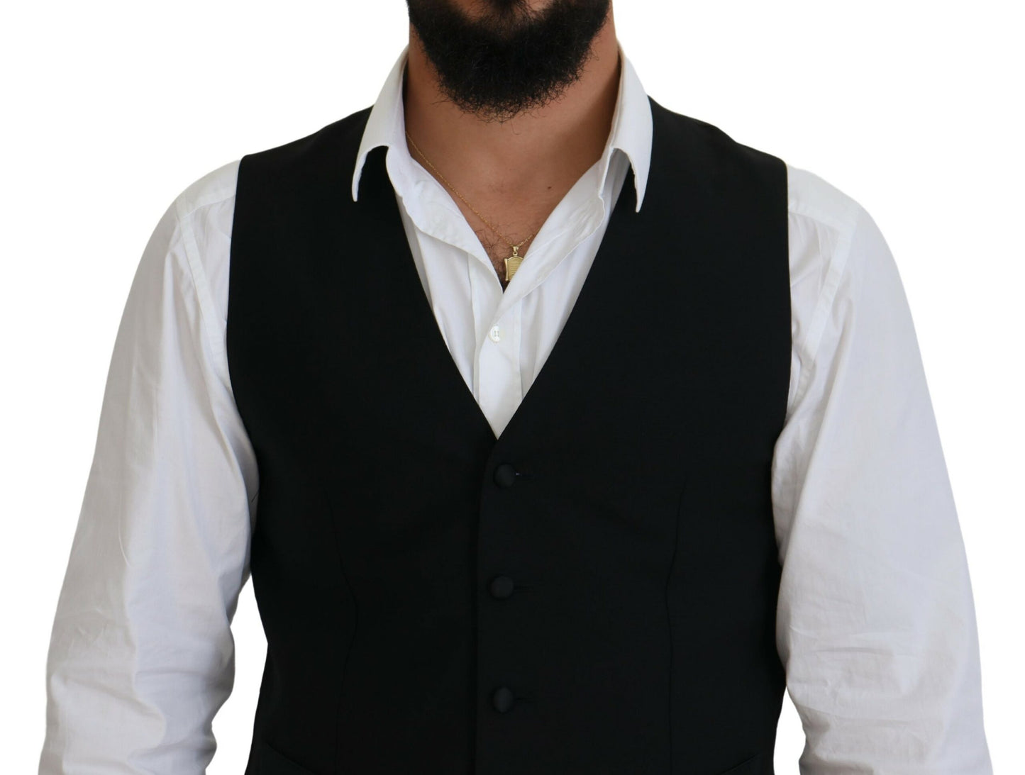 Dark Gray Virgin Wool Waistcoat Formal Vest