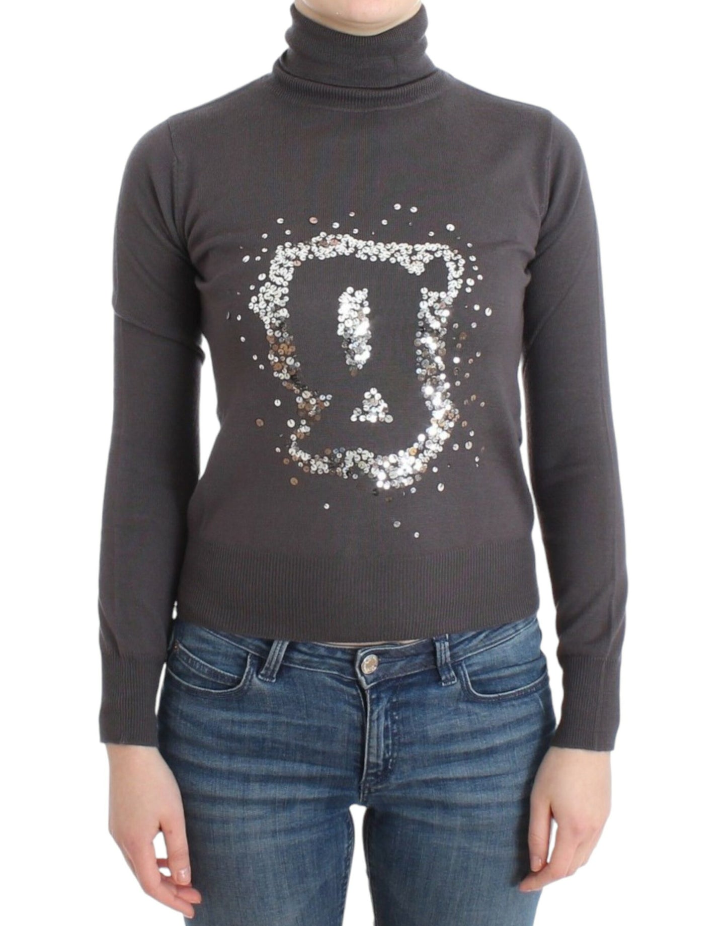 Brown turtleneck cotton sweater