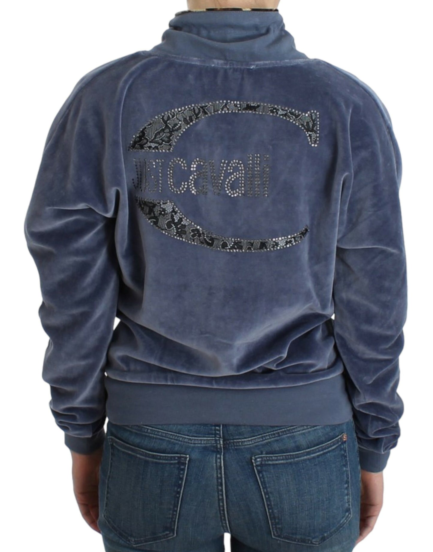 Blue velvet cotton sweater