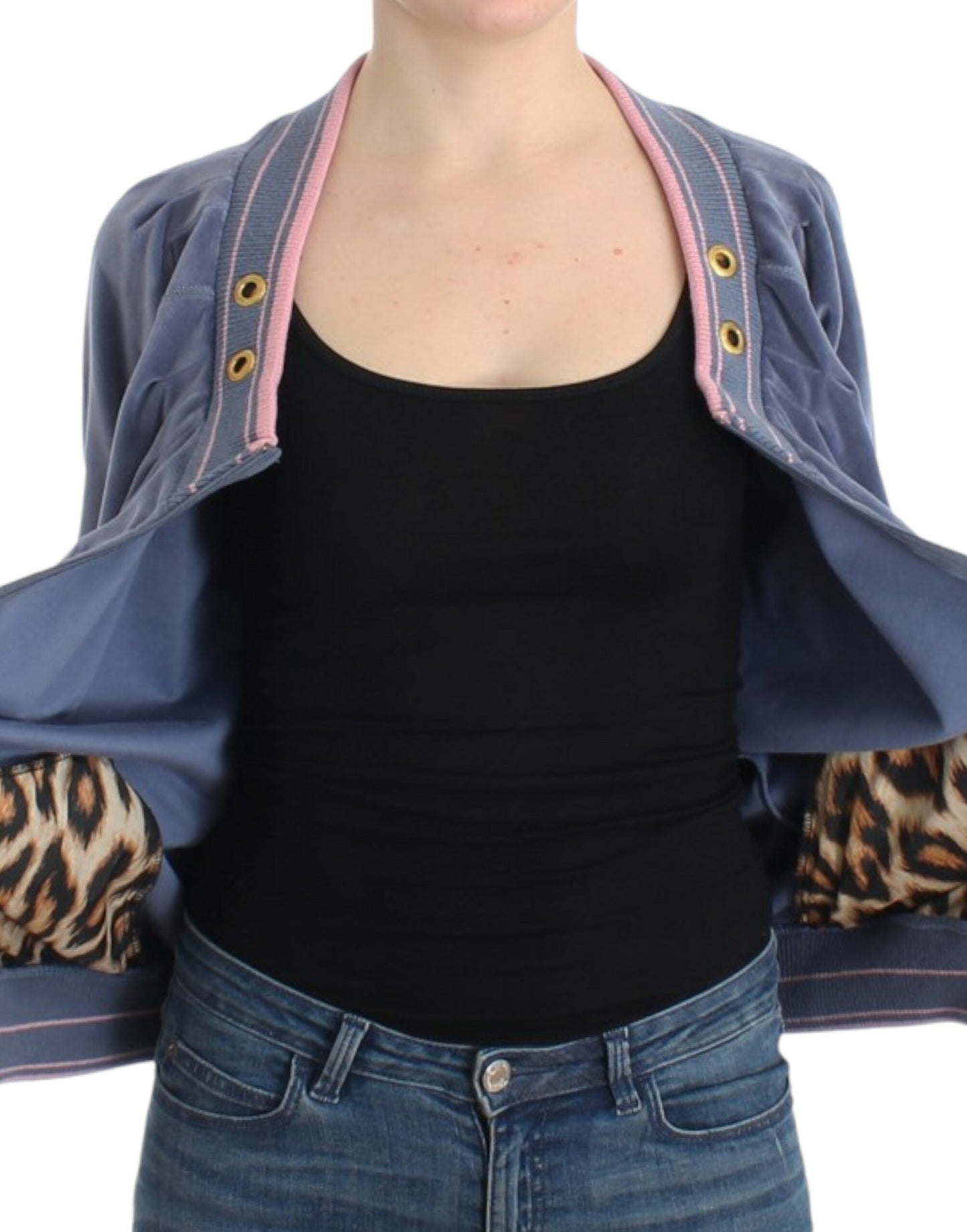 Blue velvet zipup sweater