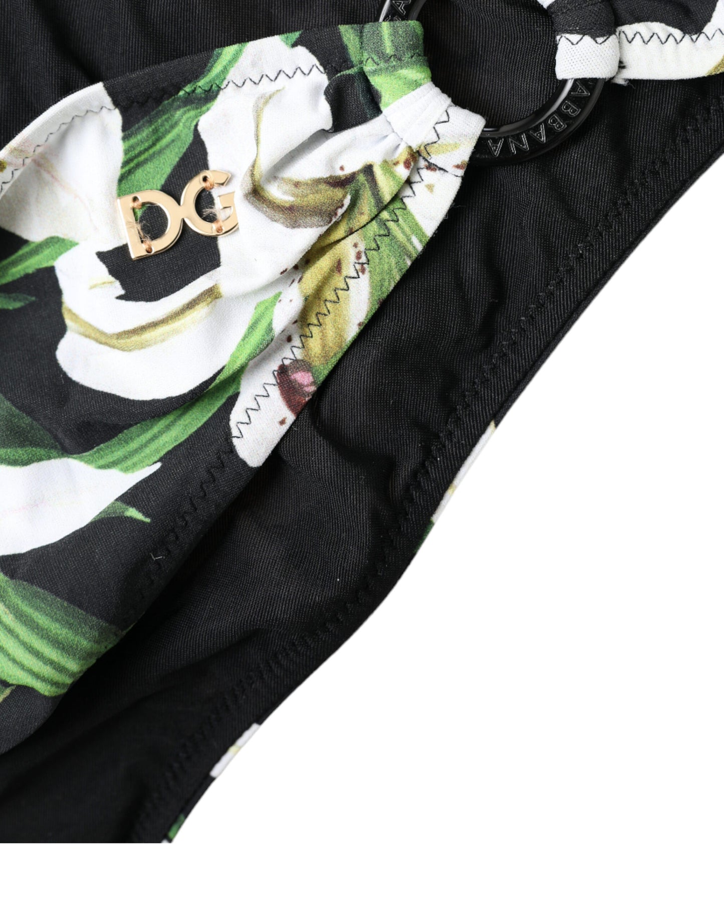 Black Lily Print Swimwear Bottom Beachwear Bikini