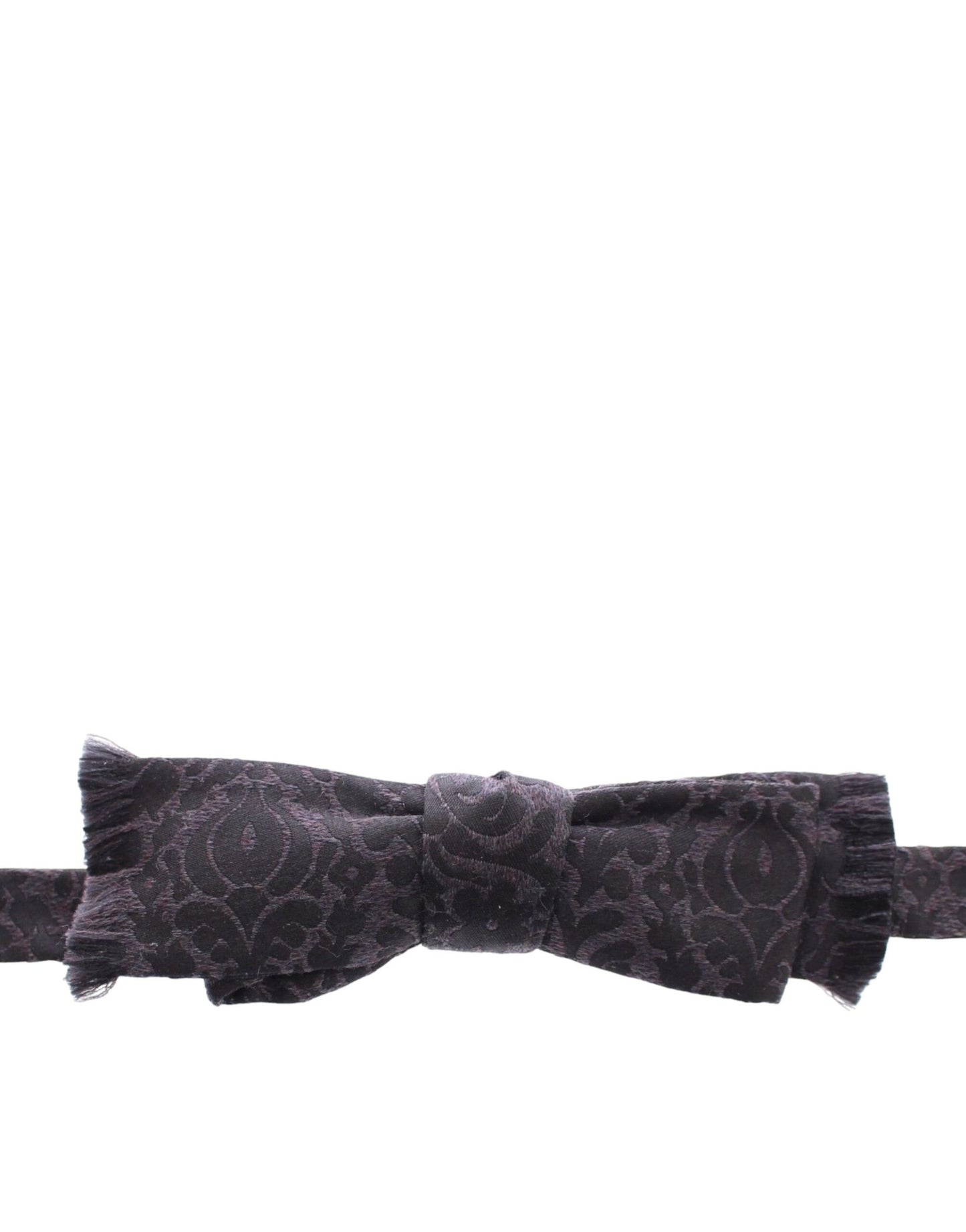 Dark Gray Wool Silk Brand Baroque Paisley Bow Tie Men