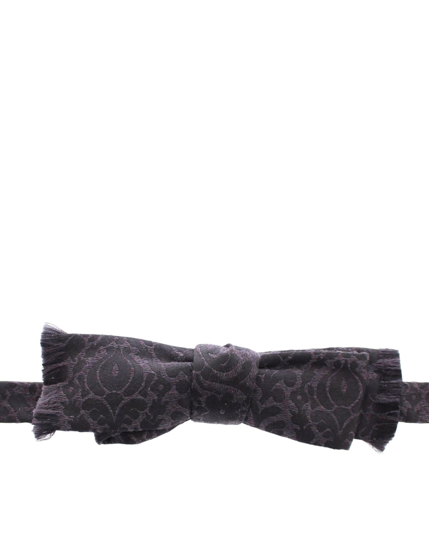 Dark Gray Wool Silk Brand Baroque Paisley Bow Tie Men