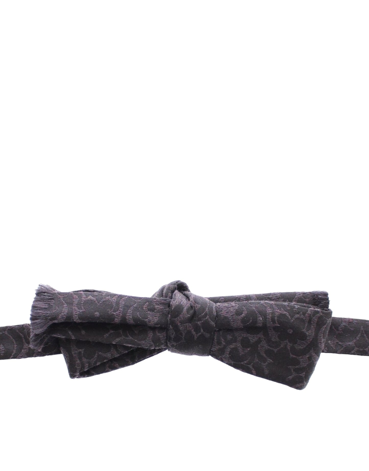 Dark Gray Wool Silk Brand Baroque Paisley Bow Tie Men
