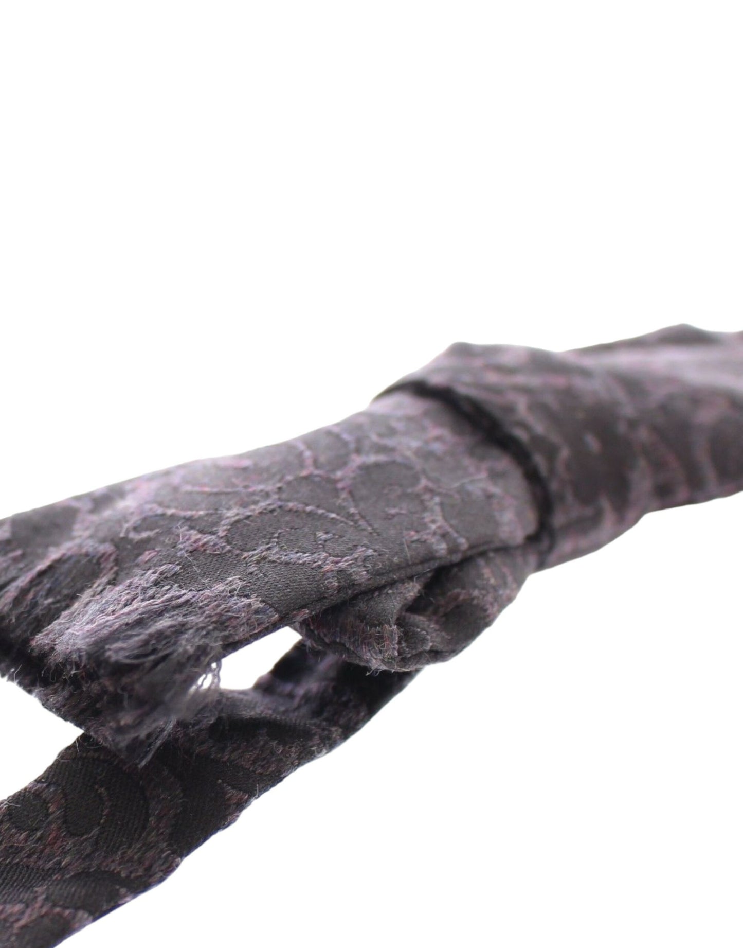 Dark Gray Wool Silk Brand Baroque Paisley Bow Tie Men
