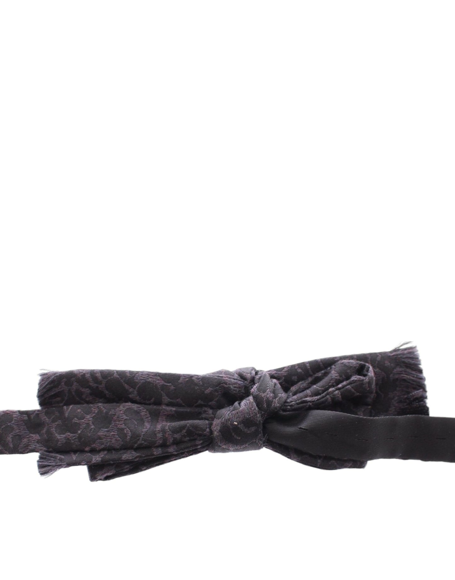 Dark Gray Wool Silk Brand Baroque Paisley Bow Tie Men