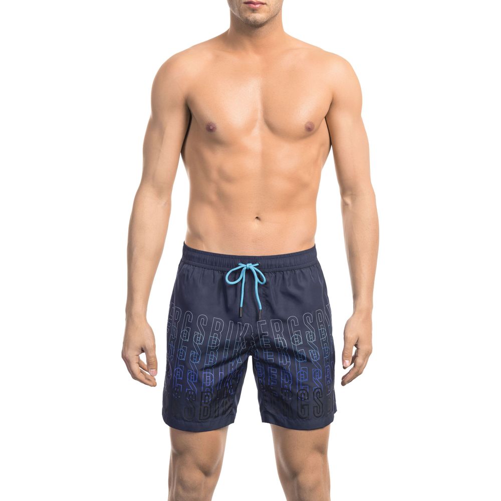Light Blue Polyester Men Swimsuit