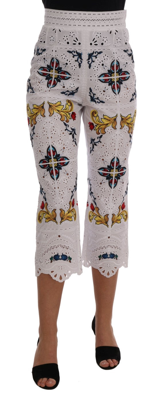 Mulicolor Majolica Cutout Capri Pants