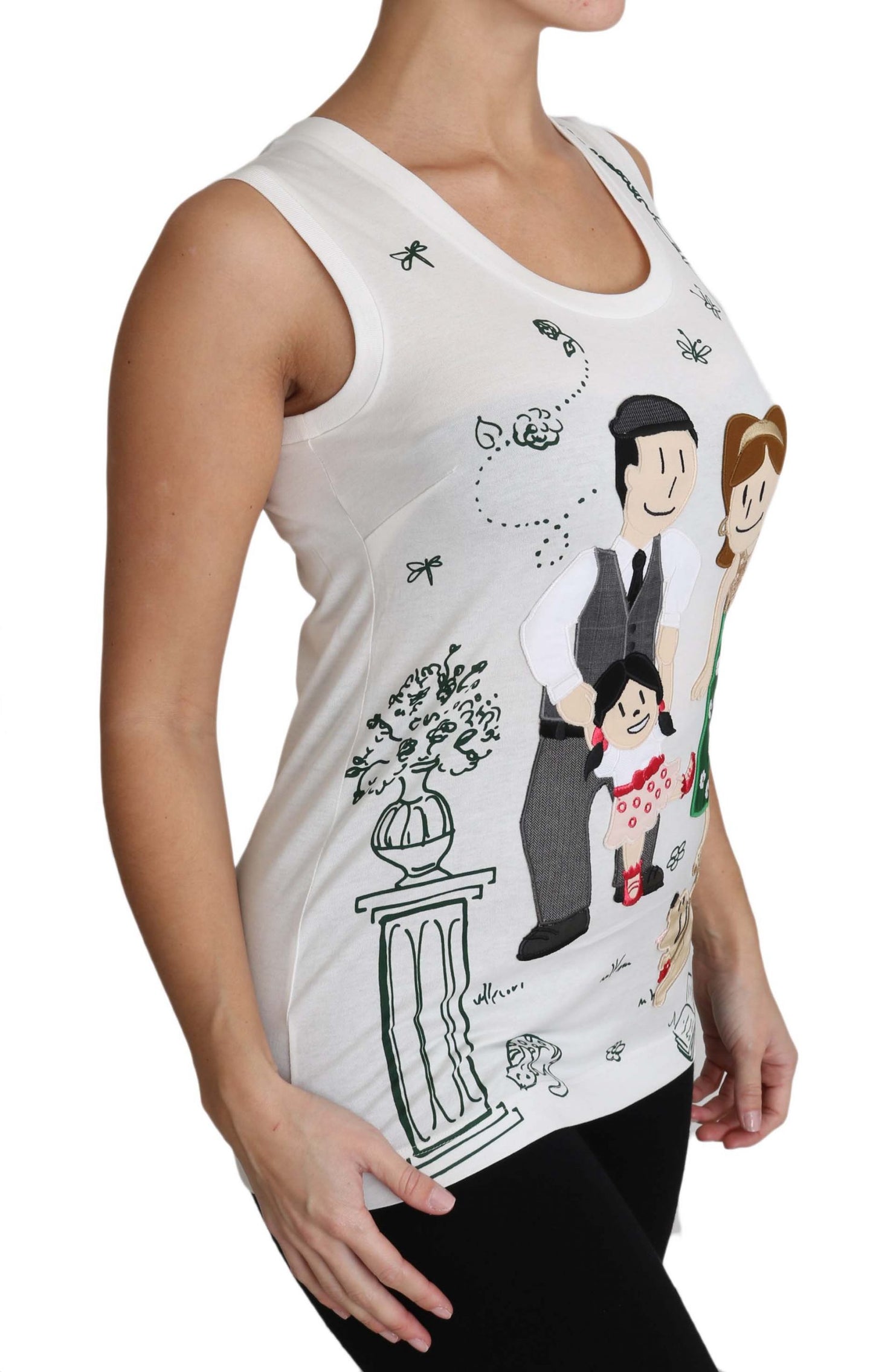 White Cotton #dgfamily Sleeveless Shirt Tank Top