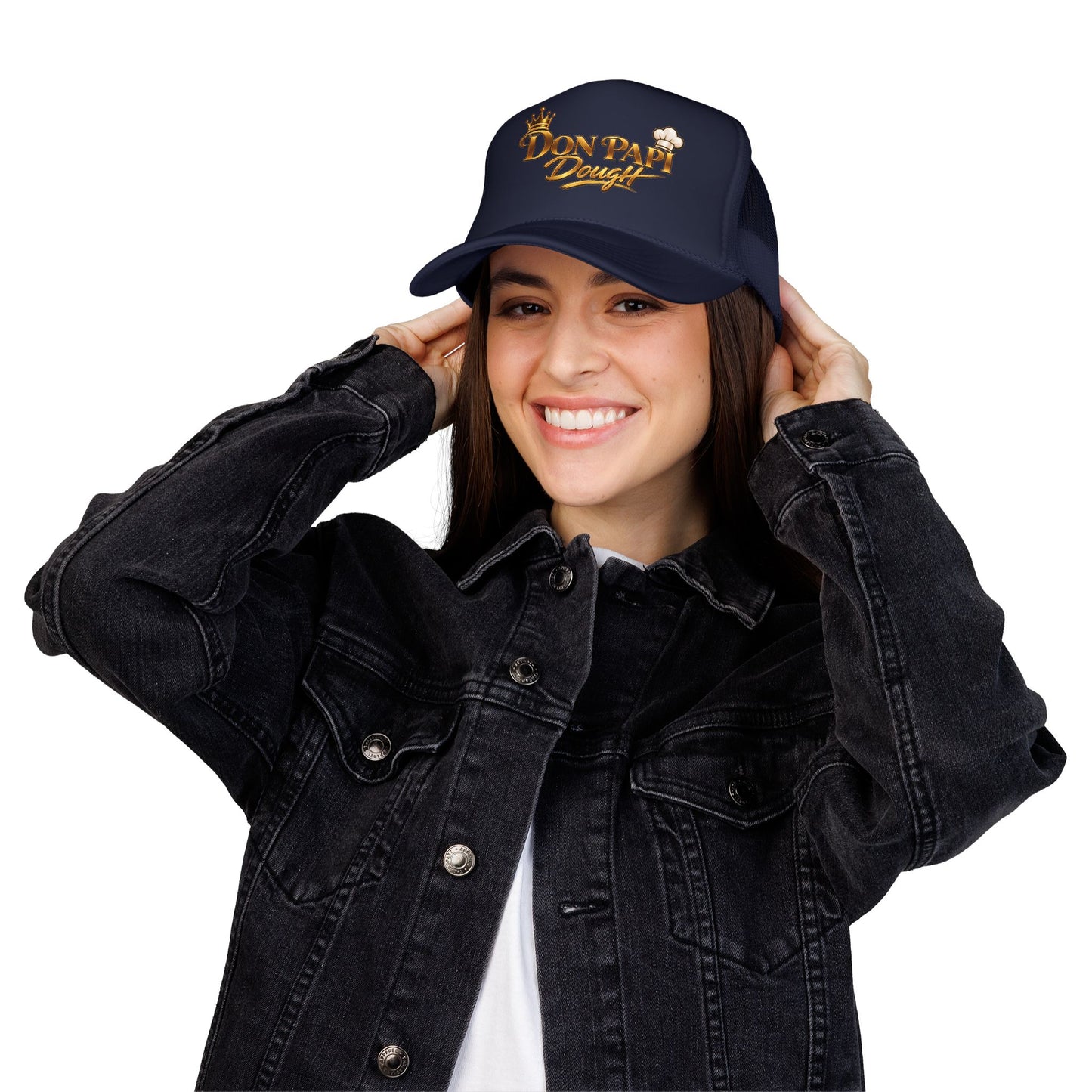 Don Papi Dough Trucker Hat - Gold Script Logo Foam Mesh Cap