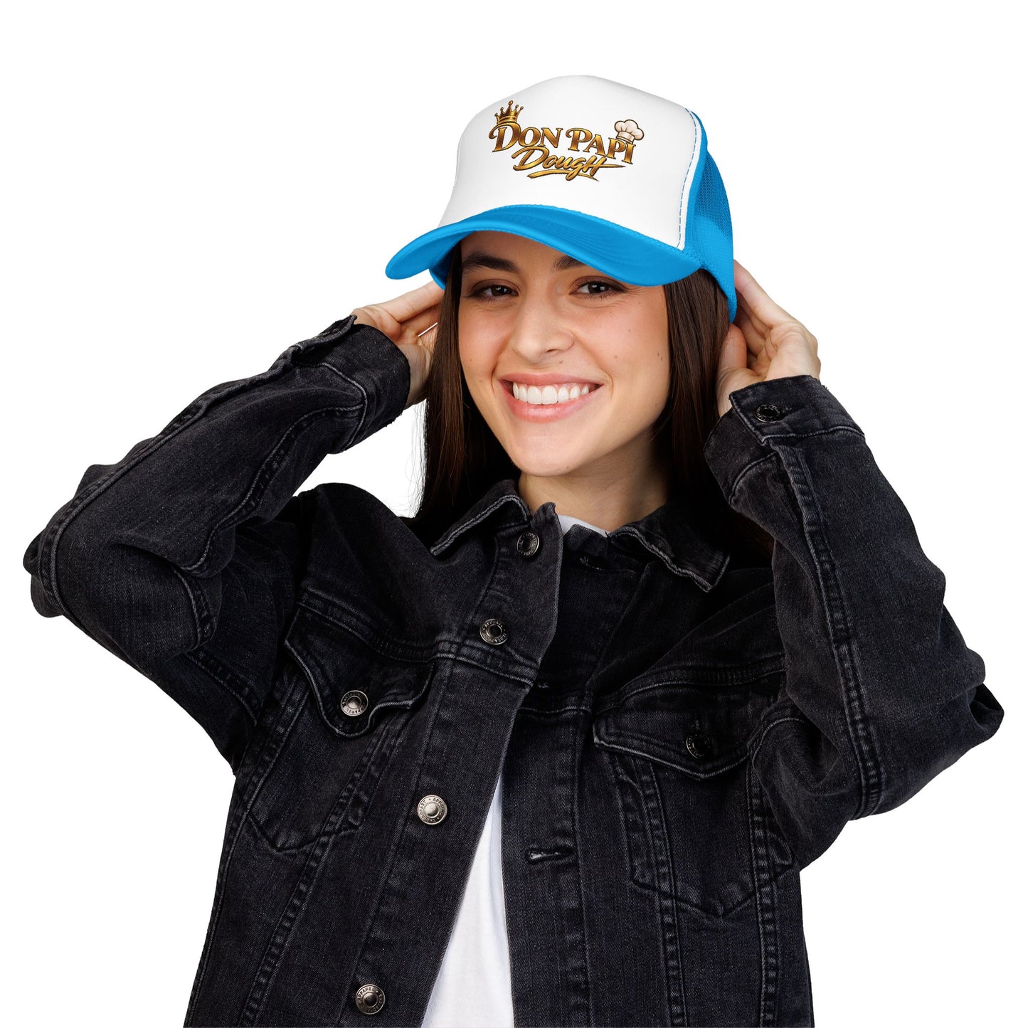 Don Papi Dough Trucker Hat - Gold Script Logo Foam Mesh Cap