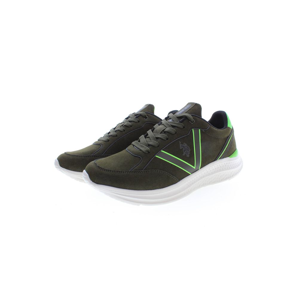 Green Polyester Men's Sneaker