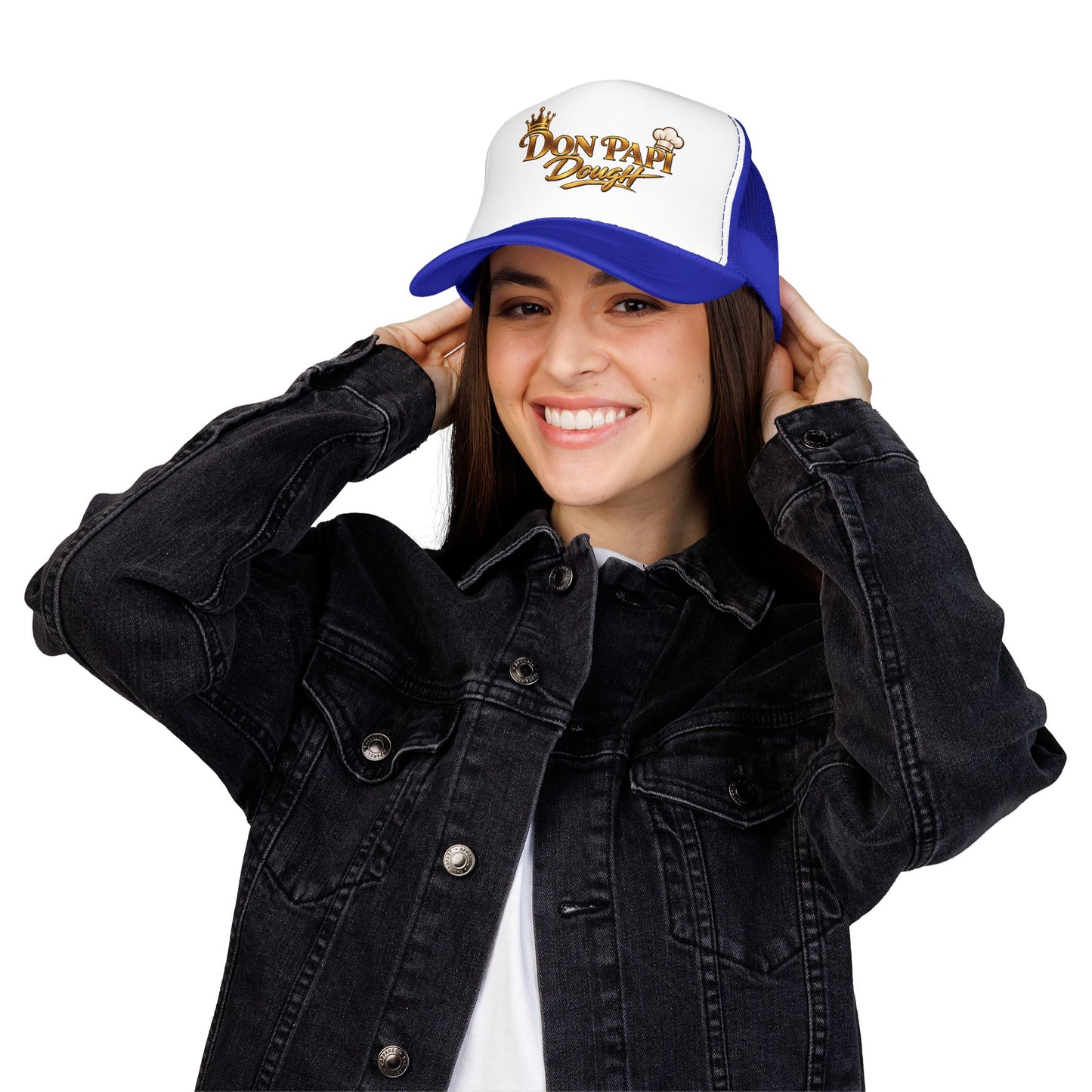 Don Papi Dough Trucker Hat - Gold Script Logo Foam Mesh Cap