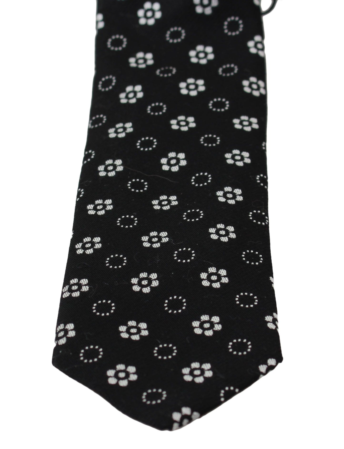 Dark Gray 100% Silk Floral Print Print Classic Tie