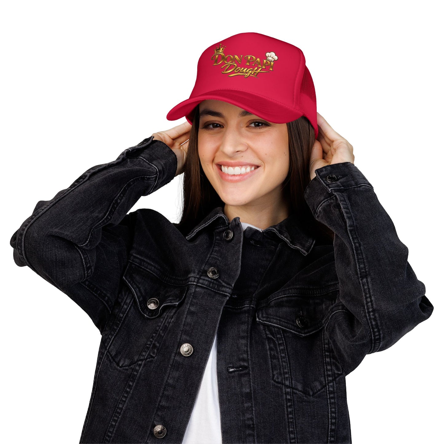 Don Papi Dough Trucker Hat - Gold Script Logo Foam Mesh Cap