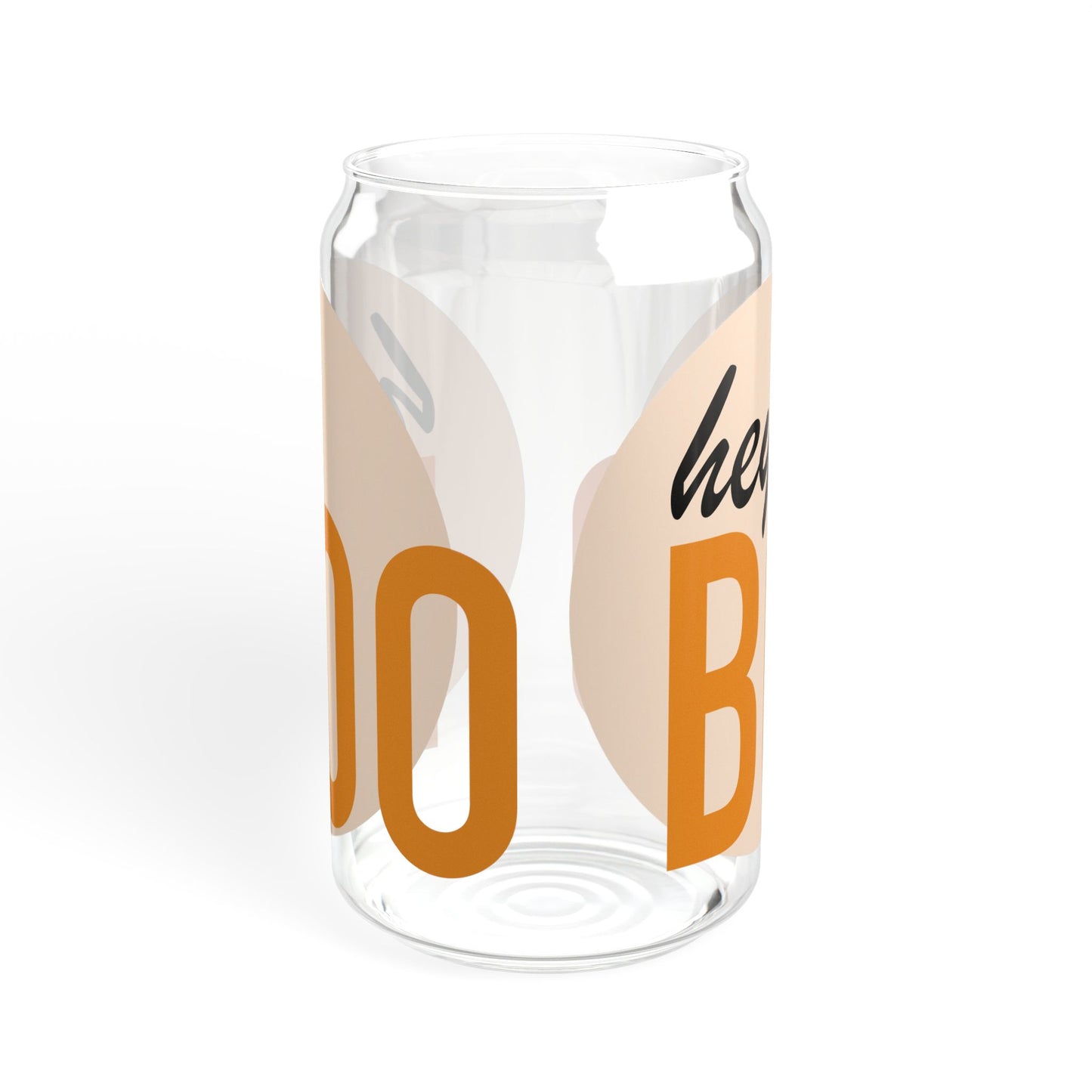 Hey Boo 16oz Sipper Glass — "Hey Boo" Retro Typography Drink Tumbler with Bamboo Lid & Straw