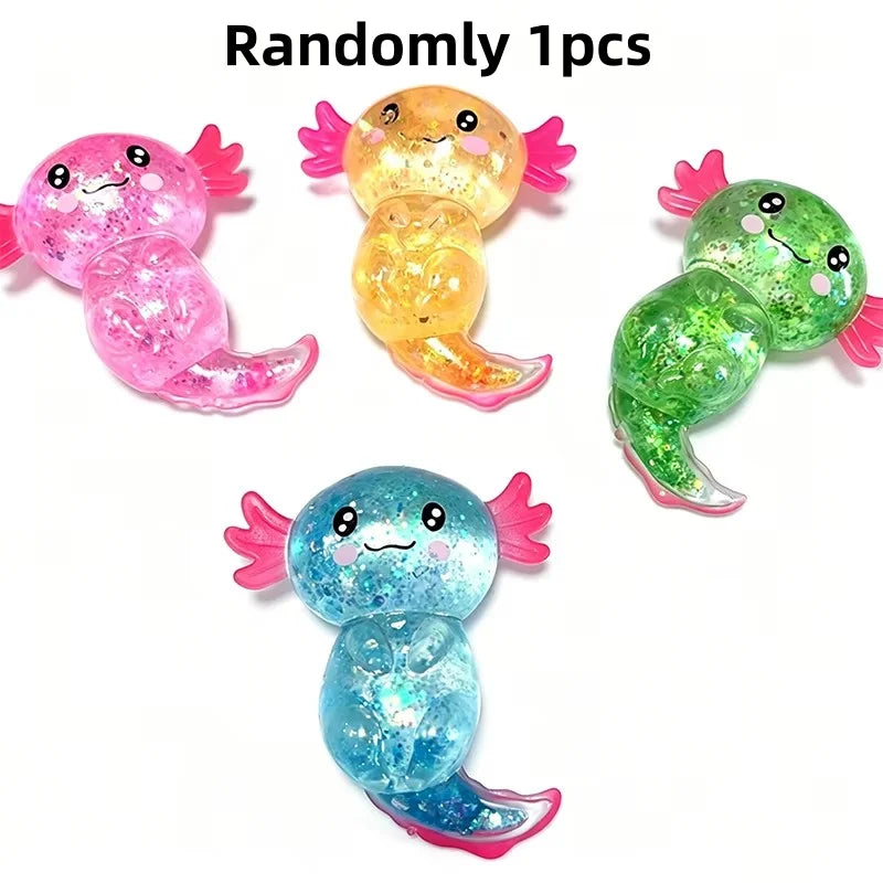 Glitter Axolotl Squishy | Slow-Rising Sensory Fidget Toy