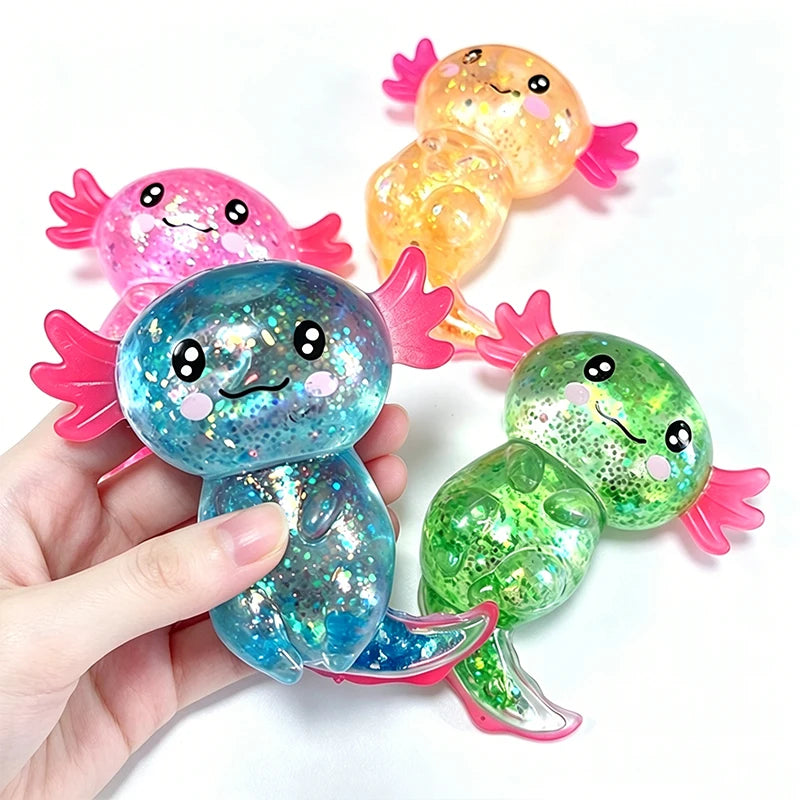 Glitter Axolotl Squishy | Slow-Rising Sensory Fidget Toy