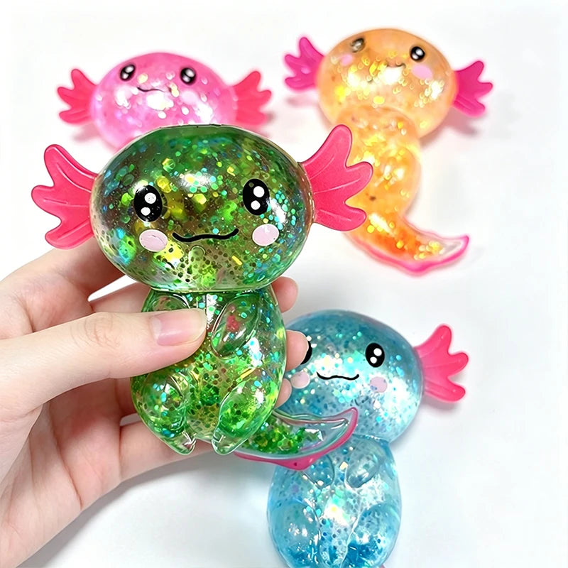 Glitter Axolotl Squishy | Slow-Rising Sensory Fidget Toy