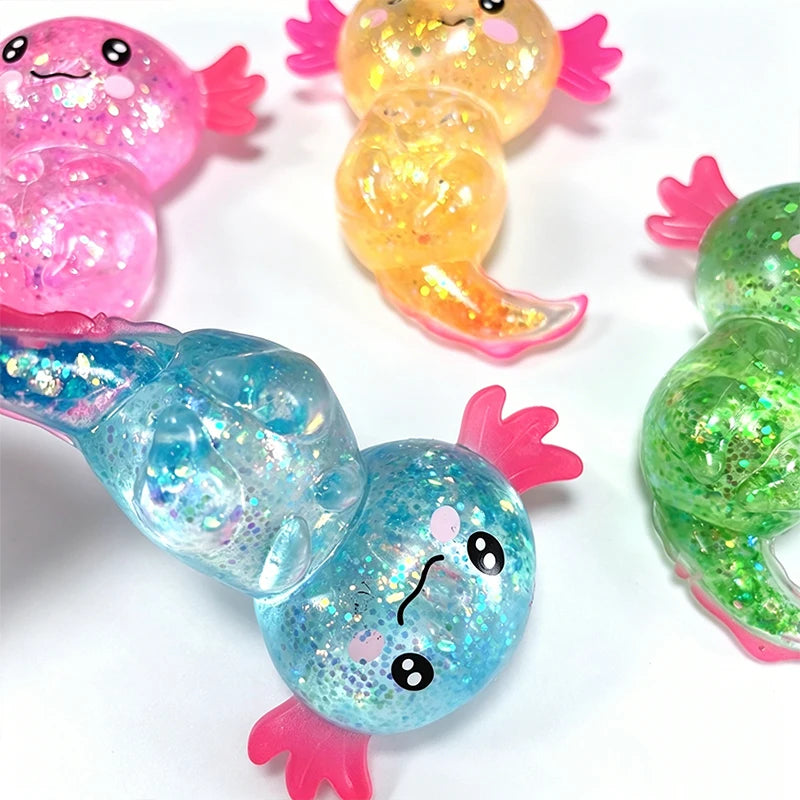 Glitter Axolotl Squishy | Slow-Rising Sensory Fidget Toy