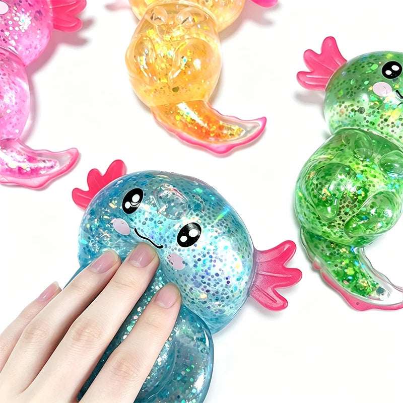 Glitter Axolotl Squishy | Slow-Rising Sensory Fidget Toy