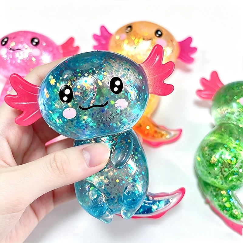 Glitter Axolotl Squishy | Slow-Rising Sensory Fidget Toy