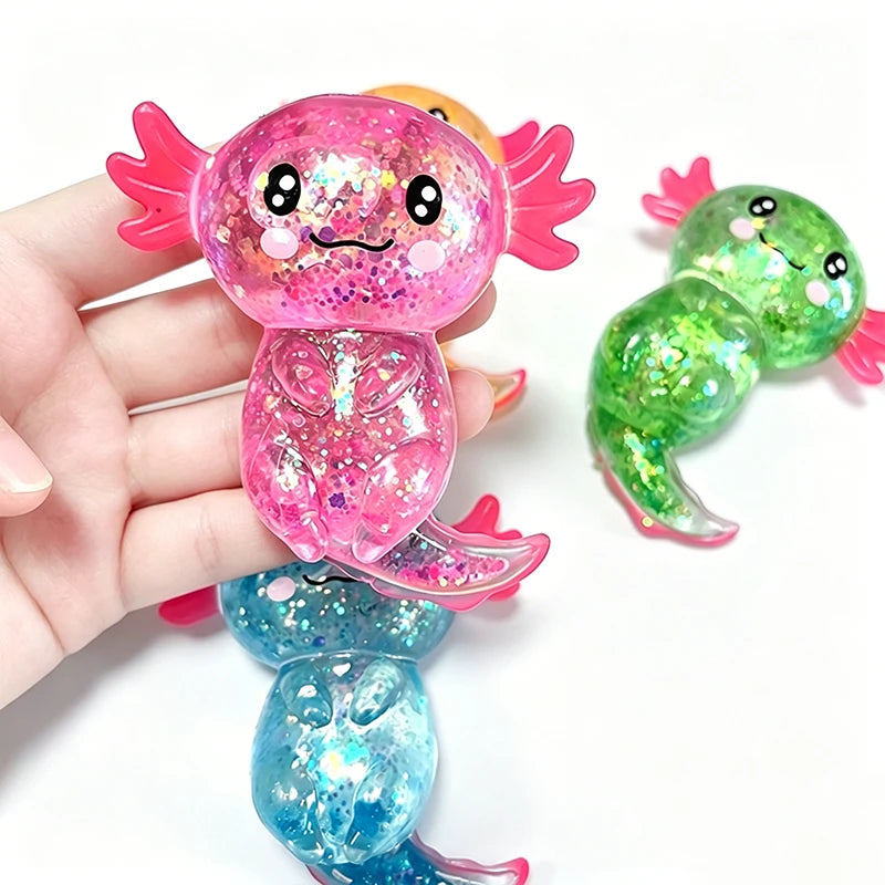Glitter Axolotl Squishy | Slow-Rising Sensory Fidget Toy