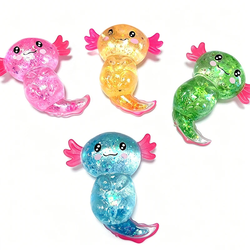 Glitter Axolotl Squishy | Slow-Rising Sensory Fidget Toy