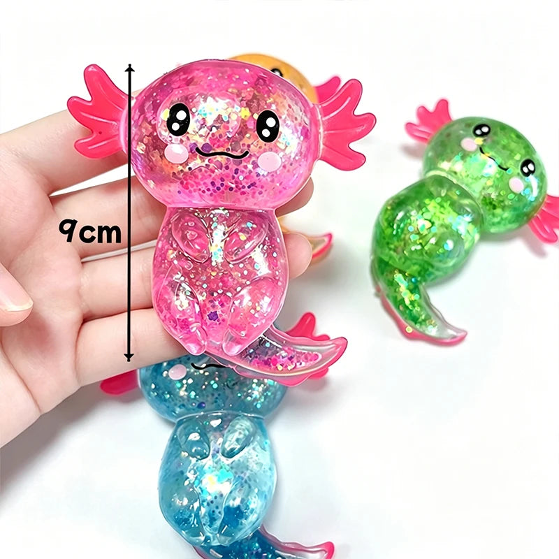 Glitter Axolotl Squishy | Slow-Rising Sensory Fidget Toy