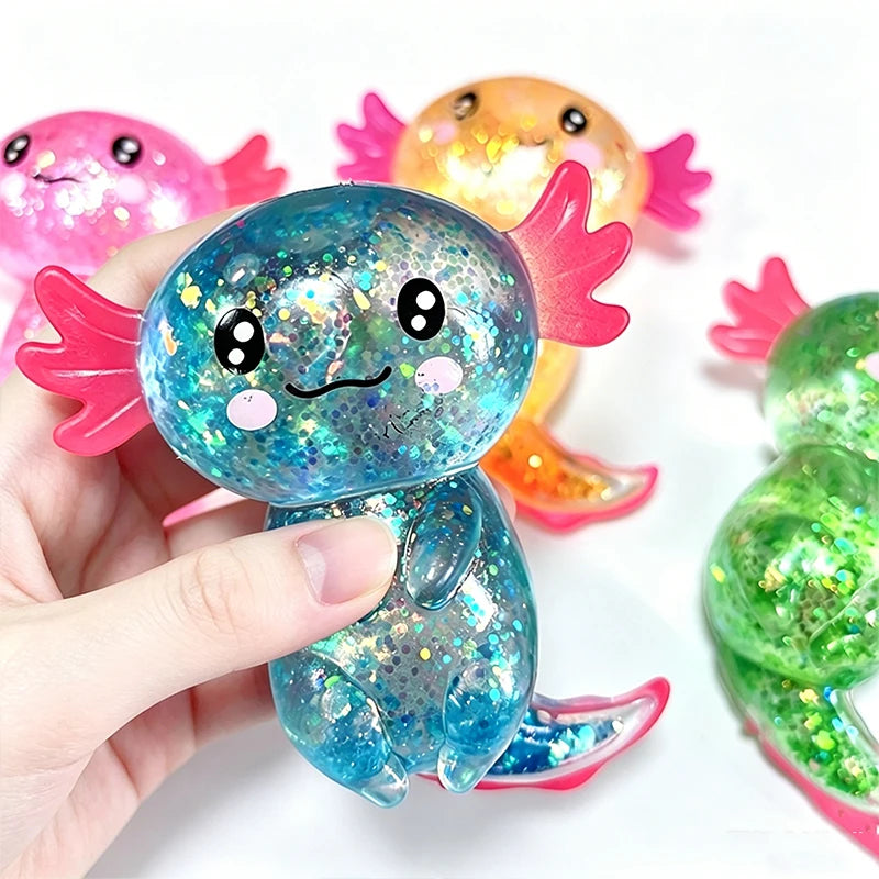 Glitter Axolotl Squishy | Slow-Rising Sensory Fidget Toy